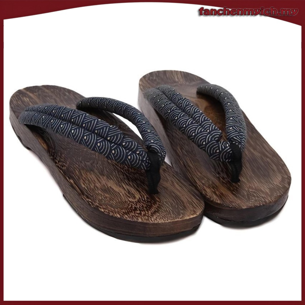 kasut kimono terompah seliper perempuan Summer Japanese wooden 拖 Women's slope high -heeled foot sandals sand slippers Boil Tongmu shoes couple bathroom beach shoes yukata yukata