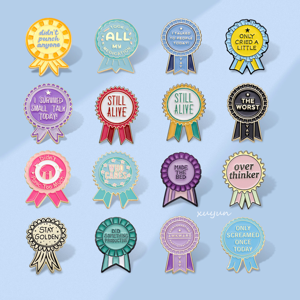 Award Badge Shape Enamel Brooch Inspirational Text Quote Lapel Pin Clothing Accessories Jewelry Gift To Friends