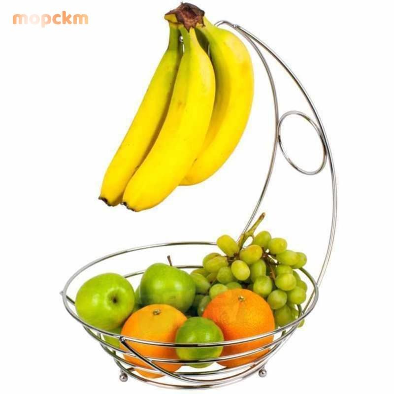 [mopckm] Chrome Banana Hanger Tree Holder Fruits Bowl Hammock Storage Bowl Stand Hook