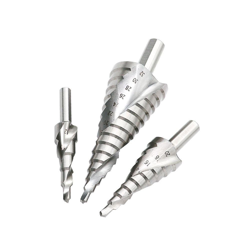 Duty Craft Krachtige 3Pcs Spiral groove step drill bit 4-12/4-20/4-32mm cutting steel plate metal aluminum tool Heavy... - Image 3