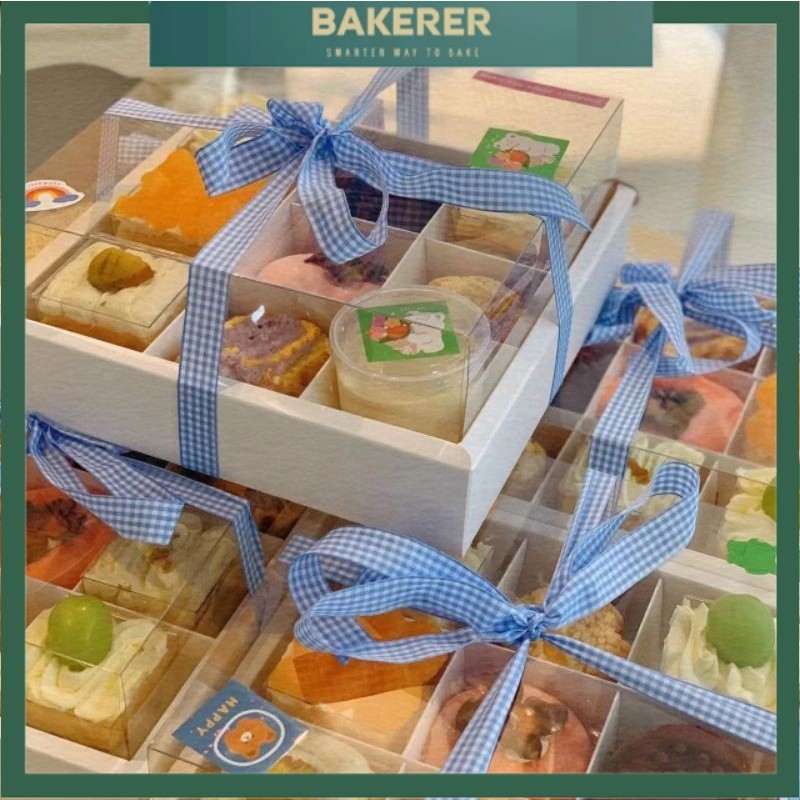 4/6/9 Grid Dessert Cake Box Snack Fruit Box Food Container Packaging High Tea Set Sushi Box九宫格甜品盒