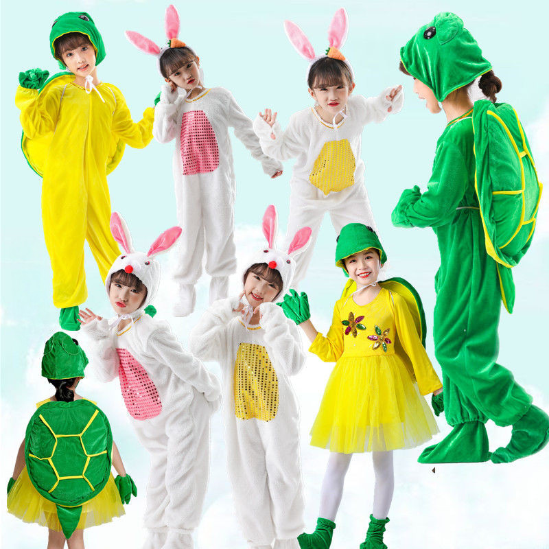 ❀ Ready Stock ❀ Pakaian Kanak Kanak Perempuan Turtle Bunny Race Rabbit Performance Costume For Kids 3 To 14 Yrs Halloween Children's Day Cartoon Animal Stage Dance Costume