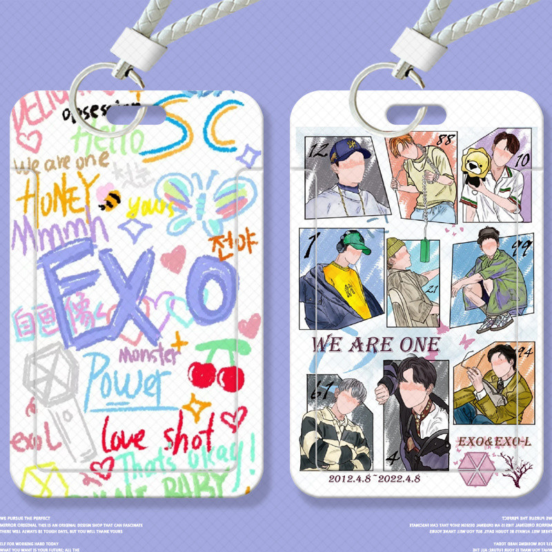 ✨New Product✨Exo Merchandise Inspirational Student Slide Card Holder Food Card Bus Card ID Protective Case Access Control Campus Card✨In Event✨