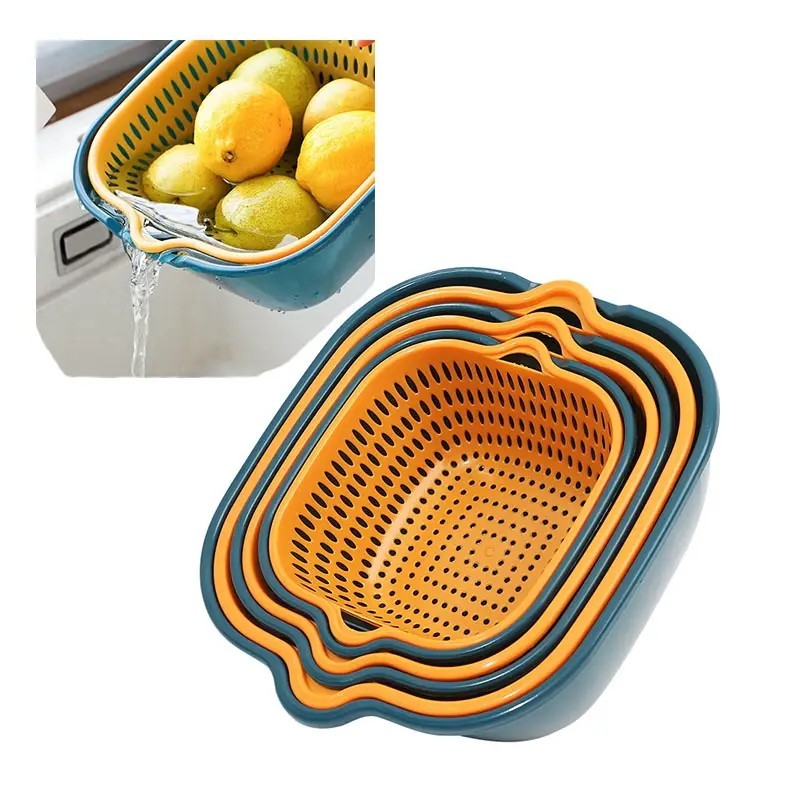 Drain Busket Multifunctional Fruit Vegetable Drain Storage Basket Basin Kitchen Holder Rice Washing Colander Basket BTP