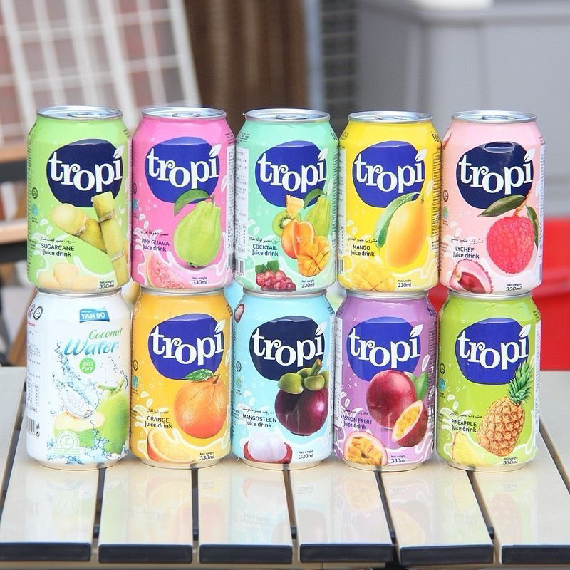 Tropi Vietnam Imported Juice Drink Mangosteen Juice Lychee Orange Juice Dragon Fruit Passion Fruit 330ml Influencer Drink
