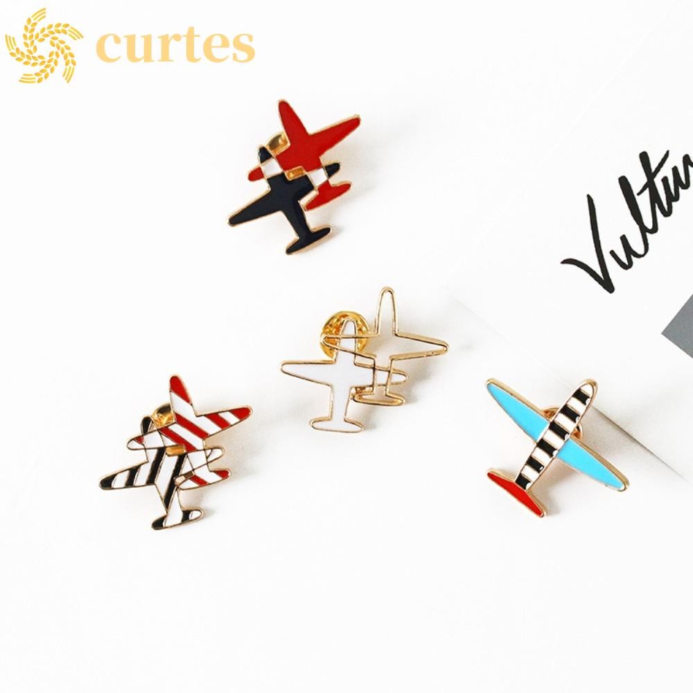 CURTES Cartoon Airplane Metal Brooch, Slap-up Exquisite Aircraft Lapel Pins, Fashion Clothing Accessories Creative Personality Aircraft Drop Uranium Brooch Tourist Memorial