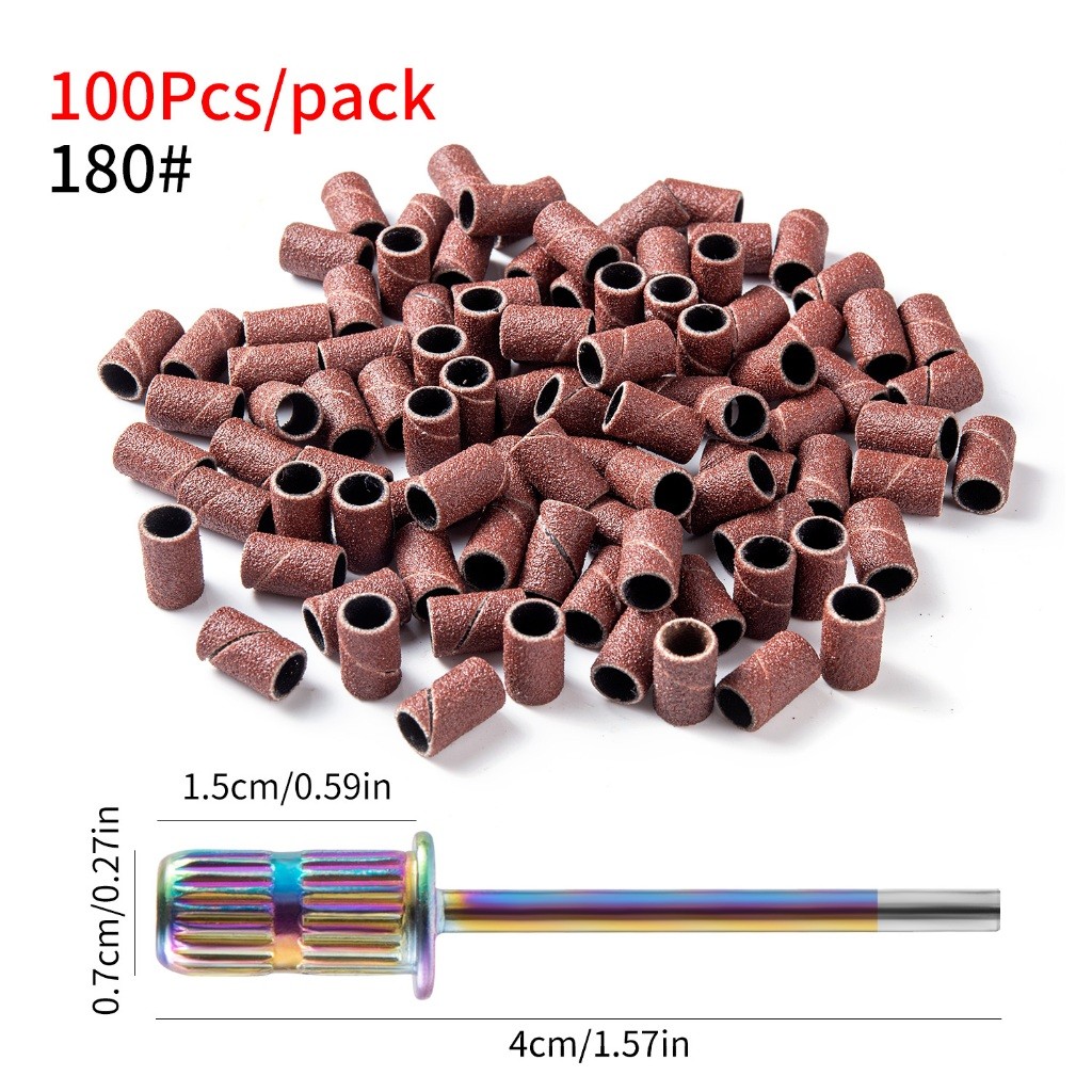Casual Portable 100Pcs/Bag Nail Art Sanding Bands#80#120#180 Machine Grinding Sand Circle Drill Bits Band - Image 3