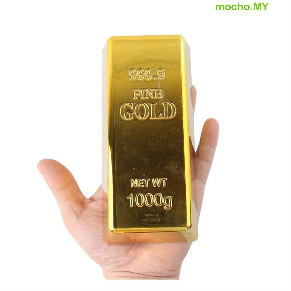 MOCHO Fake Gold Bar, Simulation Glittering Golden Brick, Office Accessory Door Stop Paperweight Plastic Bullion Bar Home Decor