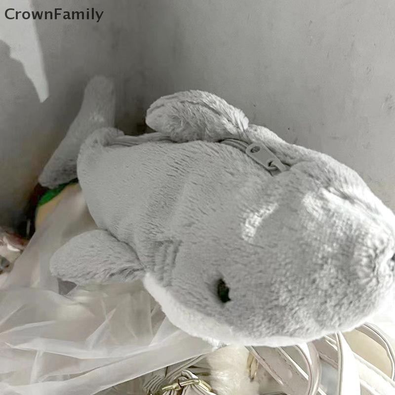 [CrownFamily] Cute Plush Shark Pencil Case Student Stationery School Supplies Kawaii Doll Back To School Storage Bag Pen Bag Stationery [MY]