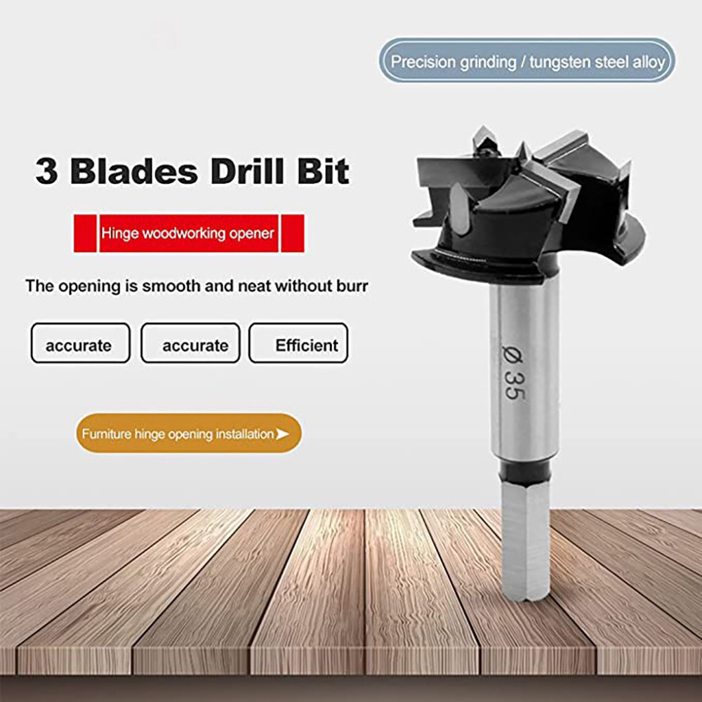 Build DIY BERT ｜Drill Bit Three-blade Hard Alloy Woodworking Hole Opener Tungsten Steel Wood Boring Round Shank Saw... - Image 2