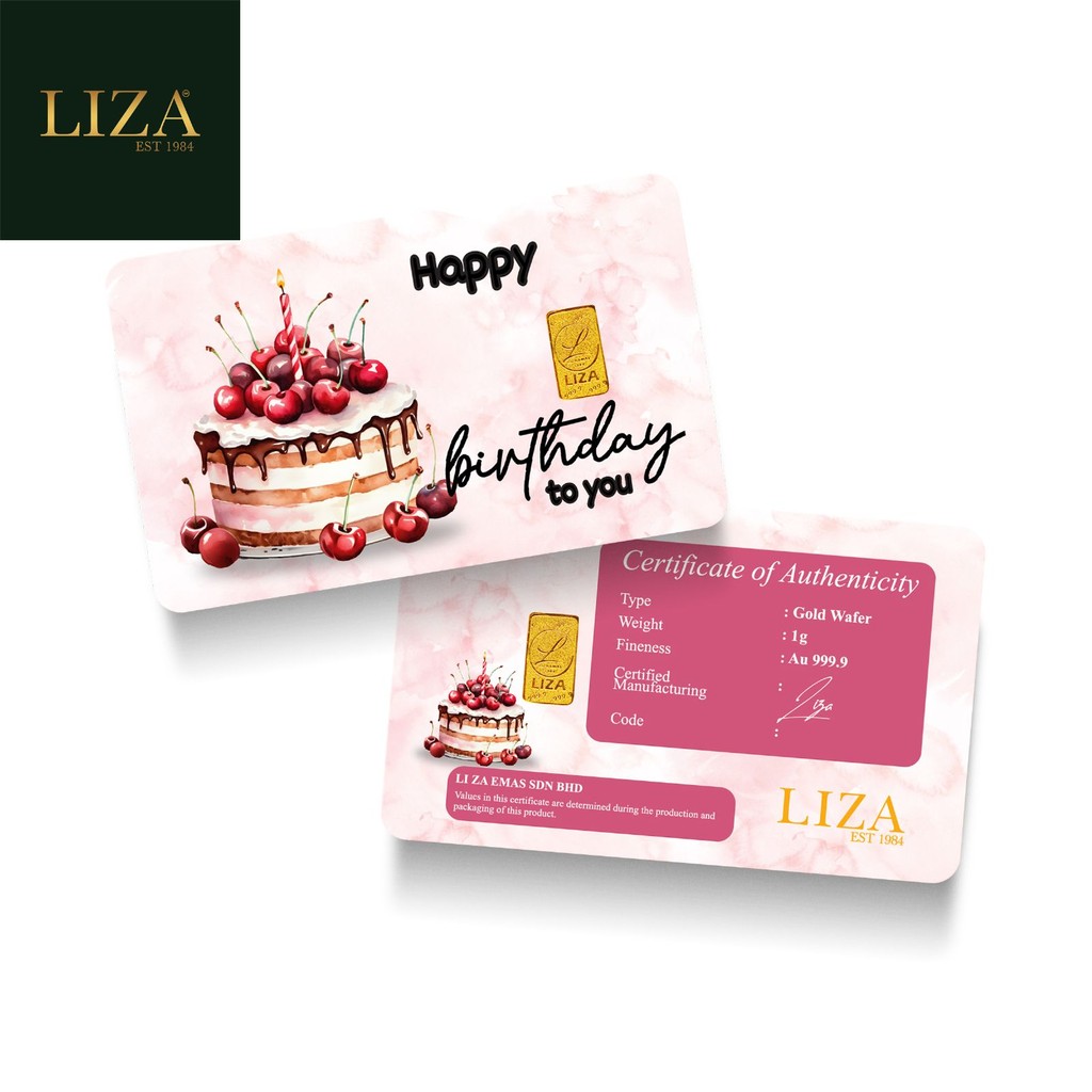 LIZA 1g 999.9 Gold Bar (Birthday)