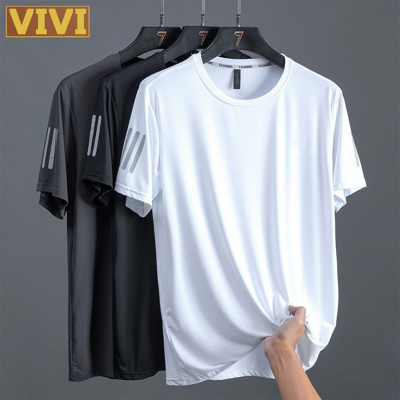 [M-5XL/90kg] T-Shirt Lengan Pendek Lelaki Men's Short Sleeve Round Neck Thin Breathable Plus Size Oversize Shirt T320