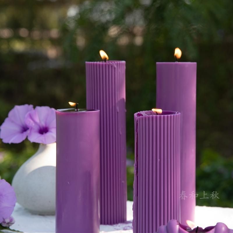 Purple Aromatherapy Soy Wax Candle Romantic Emotional Wedding Holiday Dining Table Soft Match Candlelight Dinner Candle Holder Decoration 12.9