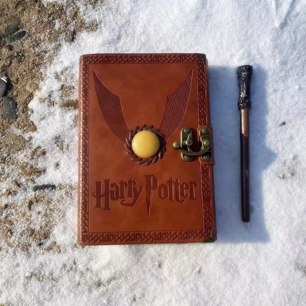 Harry Potter Notebook Golden Flying Thief Handbook Natural Gem Retro Notepad Four Preppy Birthday Gift