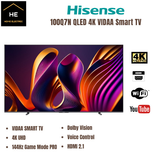 HISENSE 100" 4K QLED UHD 144Hz Dolby Atmos VIDAA Voice Control Smart TV Televisyen 100Q7N Q7N Series