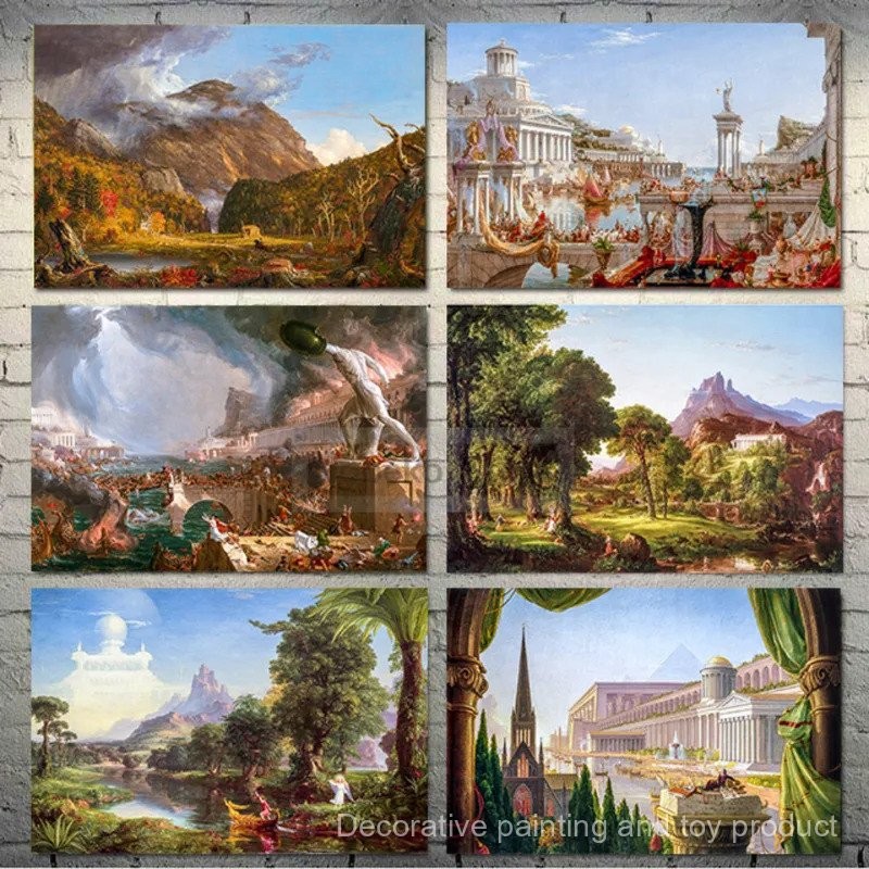 American Painter Thomas Cole Romantic Landscape Oil Painting Poster Prints Canvas Wall Art Pictures Home Room Vintage Decoration,No Frame Canvas Painting Gift