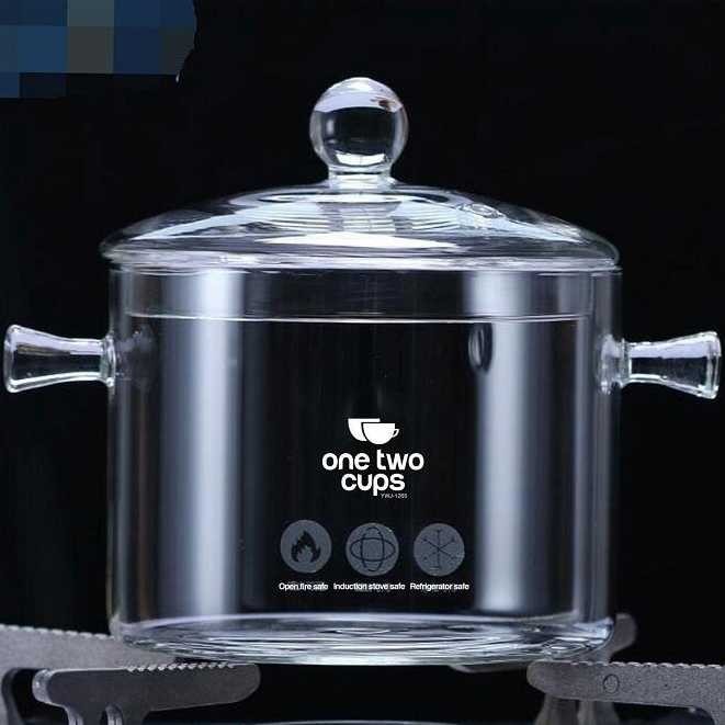 Glass Cooking Pot Heat Resistant Fire Pot 16cm 1.5 Liter One Two Cups / Heat Resistant Glass Water Cooking Pot Stewing Soup Pot Borosilicate Glass Transparent Soup Pot / Soup Cooking Pot Boiled Thick Glass Glass Glass Cooking Soup Fire Top Cooking Pot / P