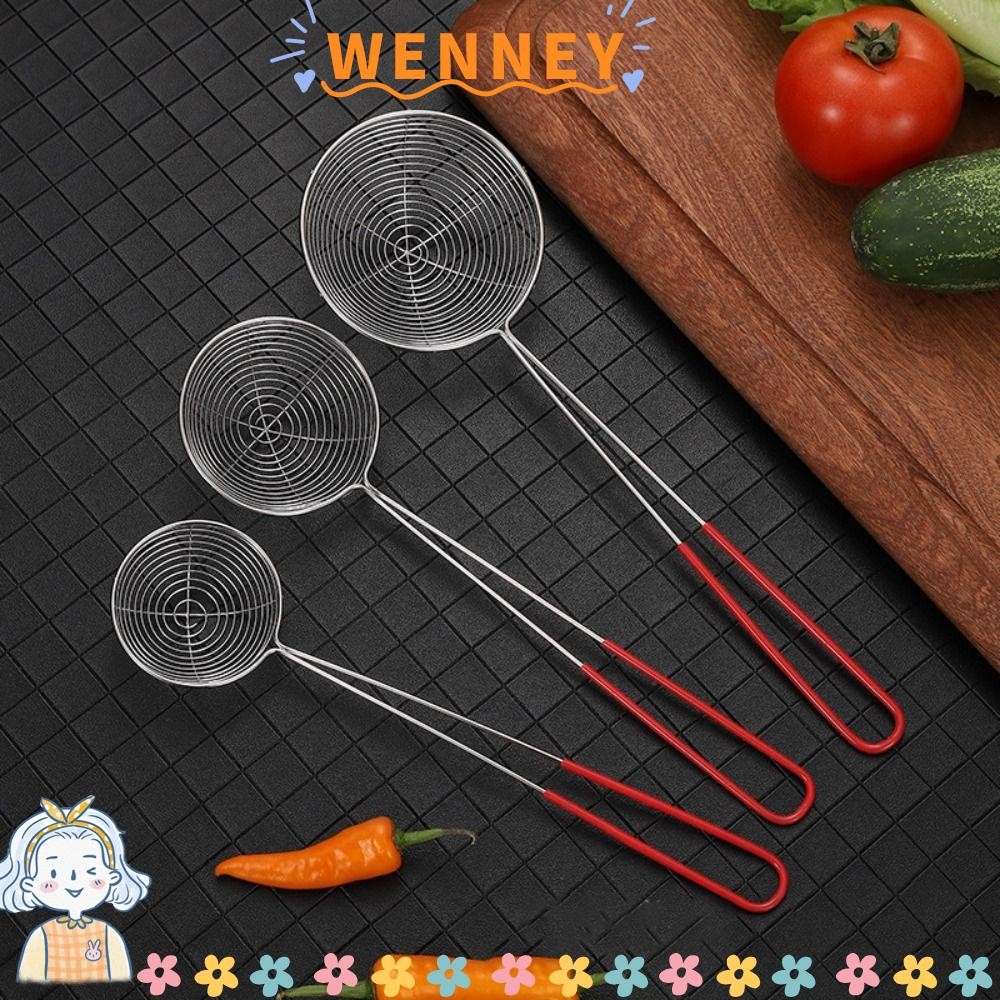 WENNEY Milk Tea Spoon, Stainless Steel Red Handle Pearl Colander, Milk Tea Shop Essential Boba Strainer Colander Tapioca Scoop Kitchen Gadgets