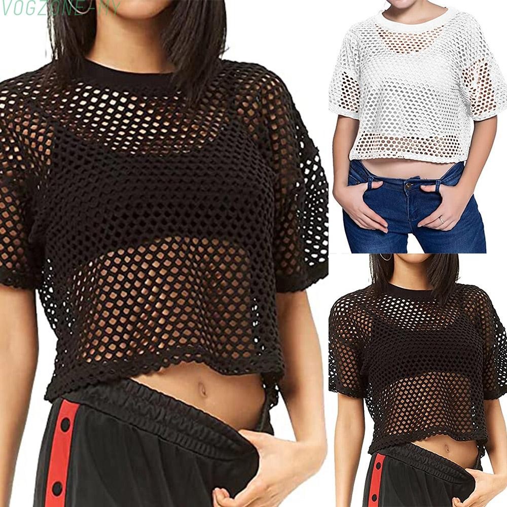 ⭐ BIG DISCOUNTS⭐ Women Fishnet Tank Casual T-Shirt Mesh Sexy Fishnet Tank 2022 New Coming 【VOGZONE】