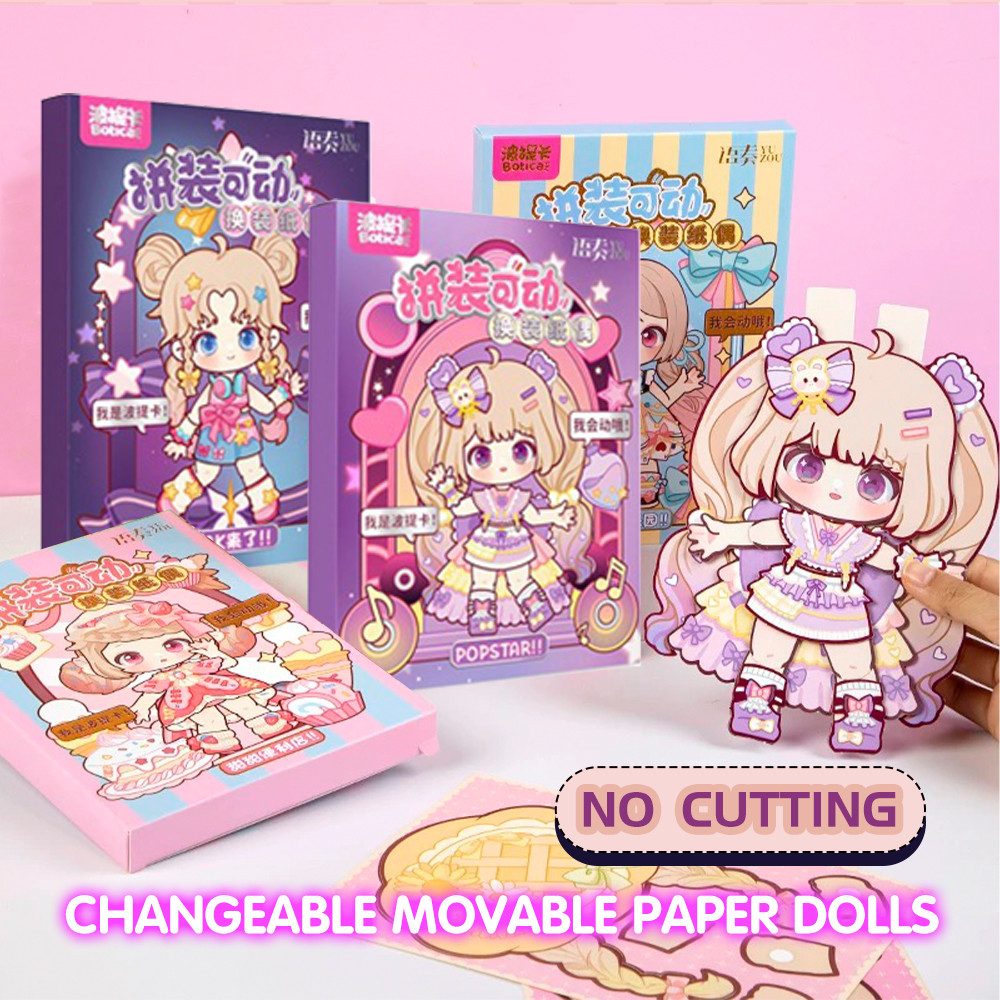 Montessori 3D Cartoon Kids Quiet Activity Handmade Anime Dolls Puppet Cute Up Paper Dress Book DIY Kit