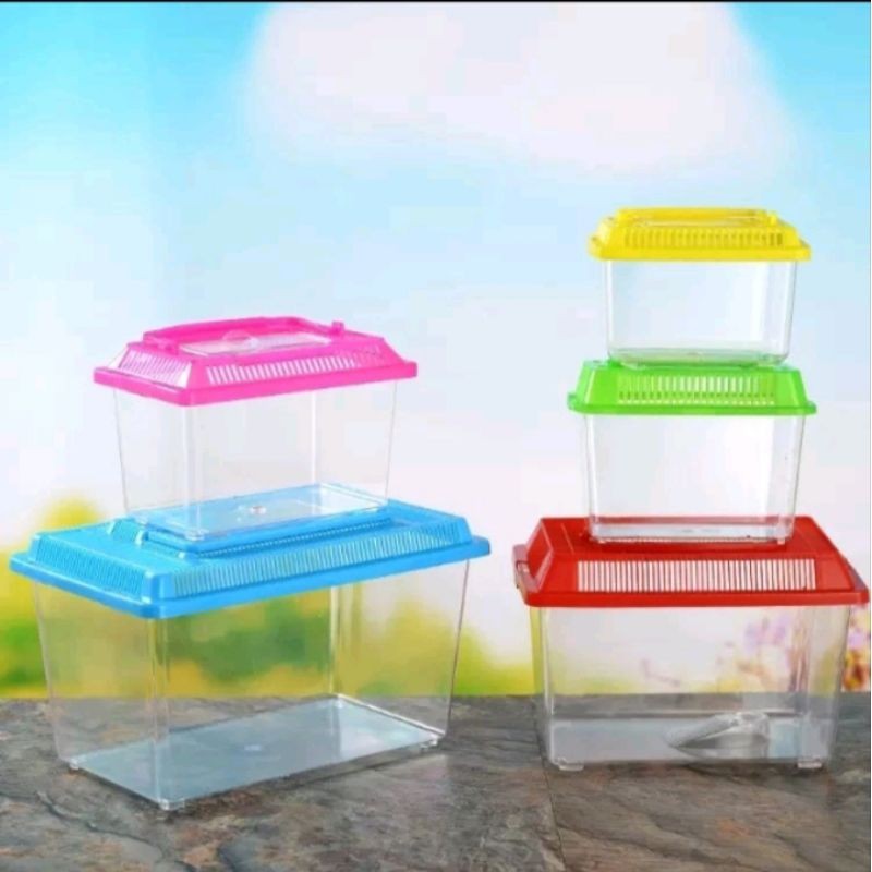 Portable Plastic Fish Tank Aquarium Betta Guppy Turtle Bekas Ikan Akuarium Kura Kura
