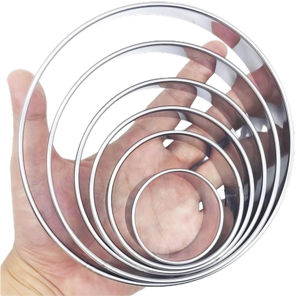 6-Piece Stainless Steel Round Cookie Cutter Set Baking Essentials Large Circle Biscuit Cutters