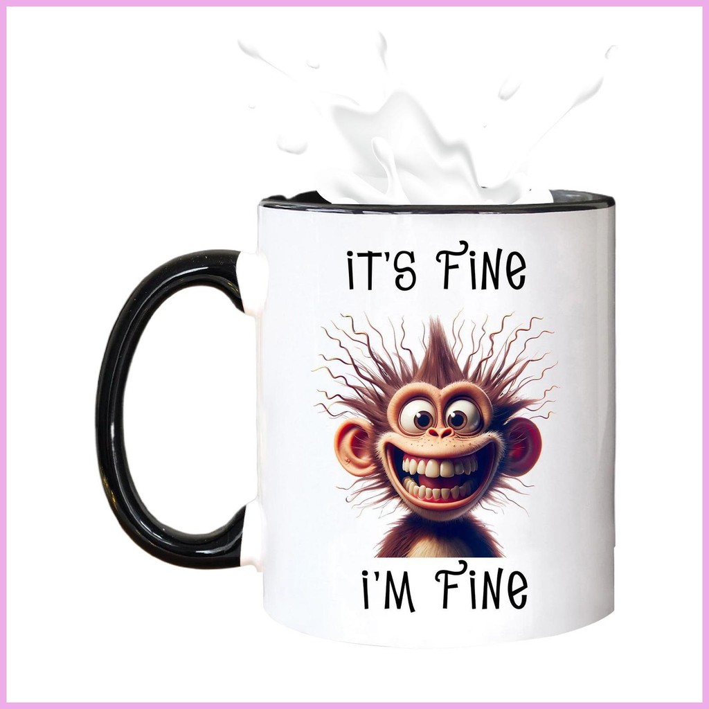 It's Fine Mug Monkey Mug Inspirational Coffee Mug Funny Sarcasm Saying Mug Ceramic Coffee Mug Cup Cute For qiazhilmy