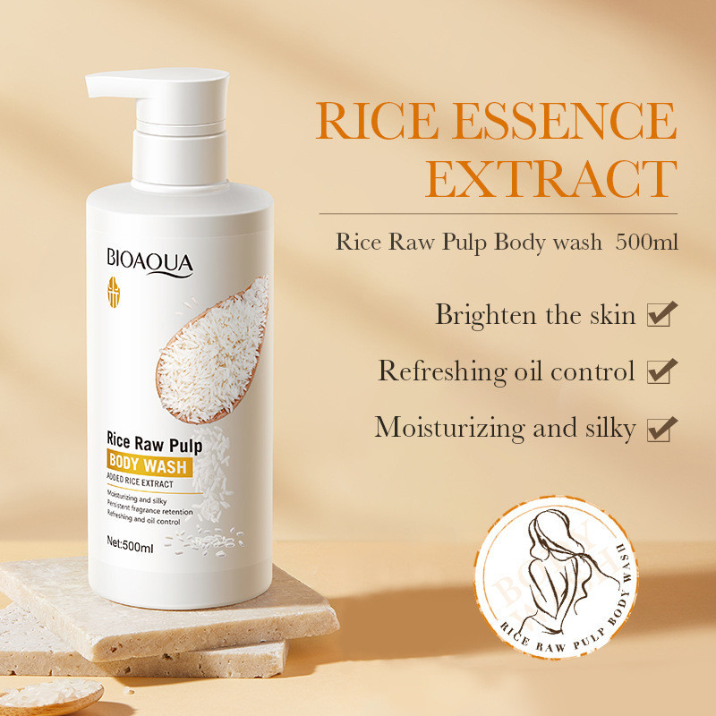 BIOAOUA Rice Raw Pulp Body Shower Gel Body Cleansing and Brightening Shower Gel
