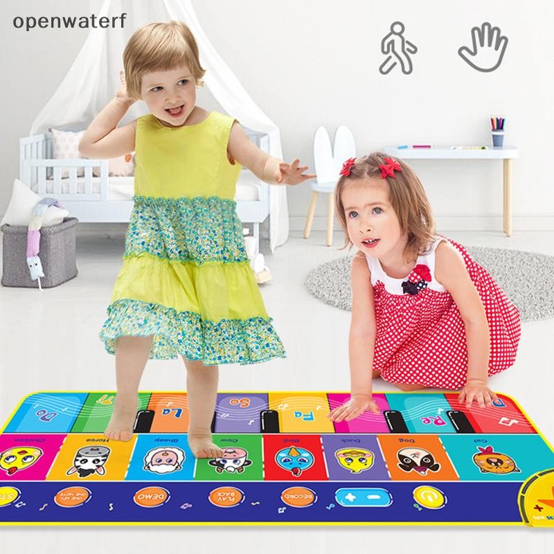 [ope] Kids Musical Piano Mat Duet Keyboard Play Mat Double Row Floor Piano With 8 Instrument Sound Dance Pad Montessori Educatinal Toy MY