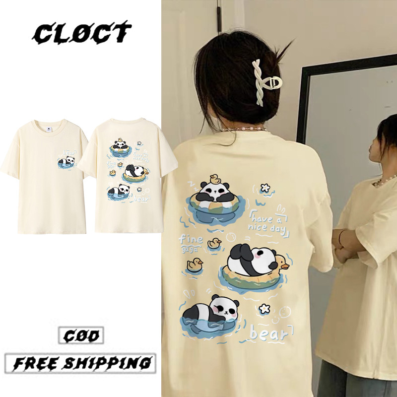 P001559*Cloct Oversized t shirt Woman Baju t shirt Oversize Perempuan Summer Casual Women's Loose Short Sleeved Panda Printed Korean Style