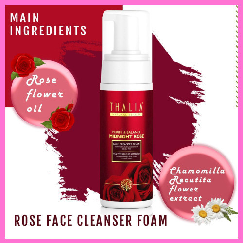 Thalia Natural Rose Extract Facial Cleanser Foam (Helps Reduce Wrinkles) - 150 ml