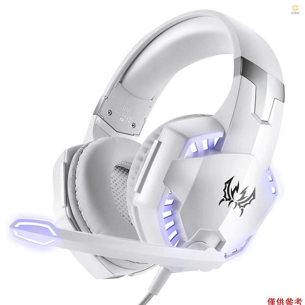 Ado)KOTION EACH G2000 Over-Ear Gaming Headset with 50mm Driver Unit Skin-Friendly Breathable Ear Pads High-Fidelity Noise Reduction 360-Degree Surround Sound Cool Glowing Design