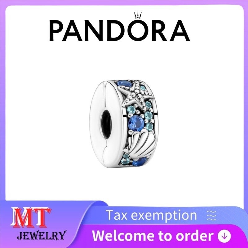 Hot selling 100% S925 sterling silver couple ladies Pandora jewelry DIY Tropical Starfish & Shell Clip Charm 791678C01 YO0Q