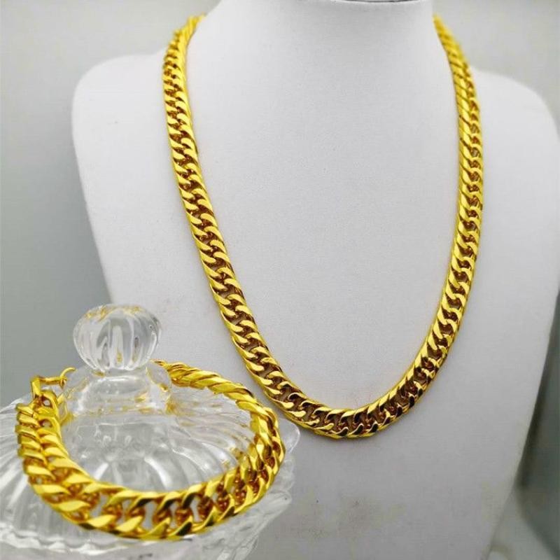 Vietnam Sand Gold Necklace Men's Domineering Keel Snake Bone Twist Chain Local Gold Big Thick Chain Influencer Kuaishou20241206