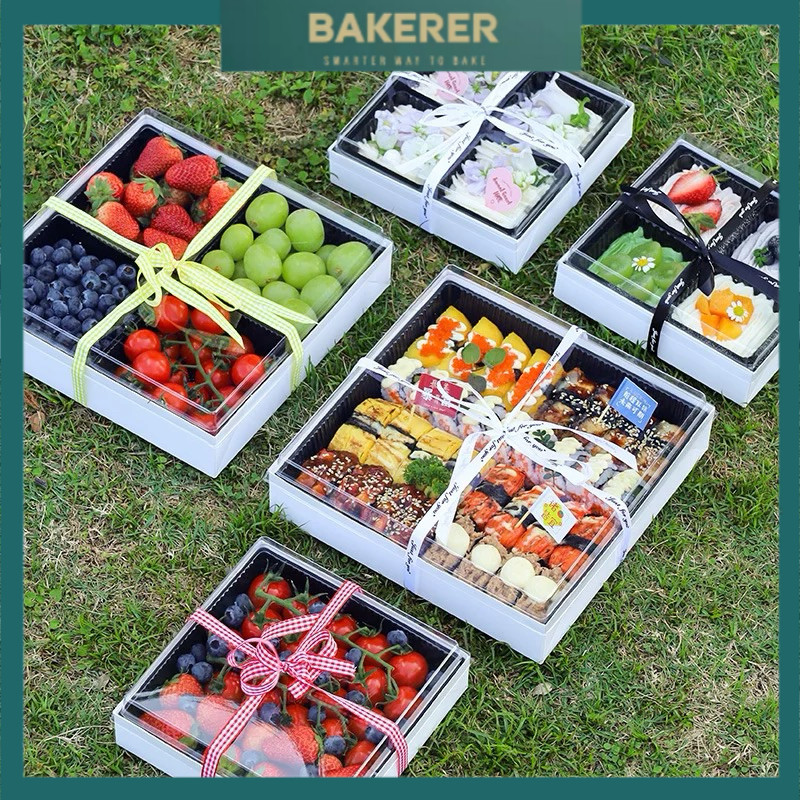 4/6/9 Grid heighten transparent Dessert Cake Box Snack Fruit box food container Packaging high tea set sushi 九宫格甜品盒食品包装
