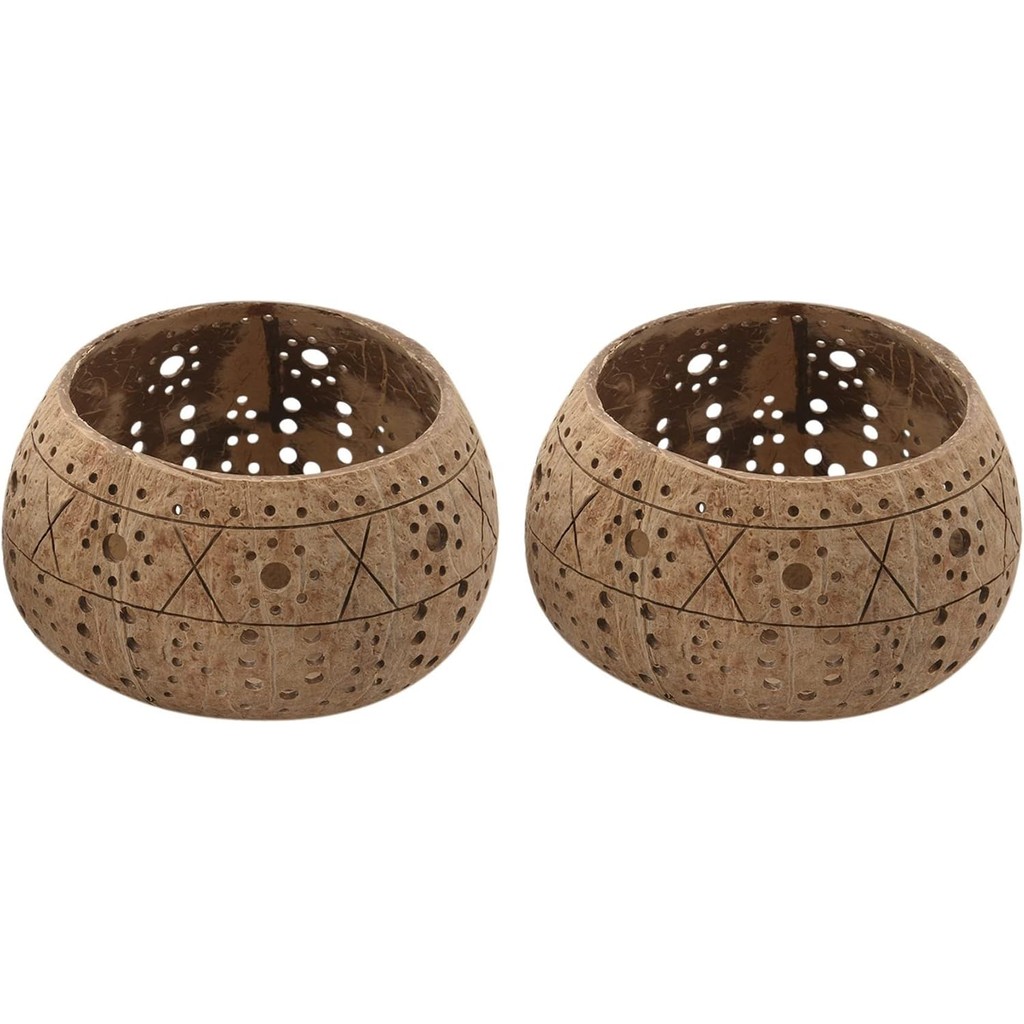 Candle Coconut Shell Bowl,Candle Holders,Handmade Coconut Shell Candle Holder for Small Pillar,Storage Bowl