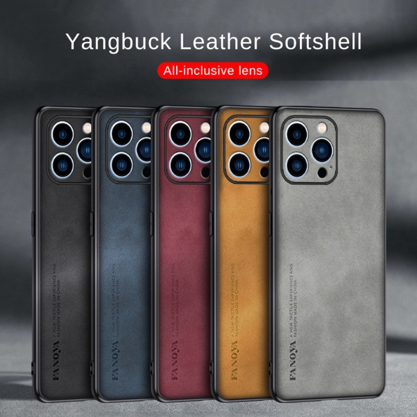 Fashion Simple Sheepskin Leather Casing For iPhone 16 15 14 13 Pro Max 16 15 14 Plus Matte ShockProof Bumper Soft Case Cover