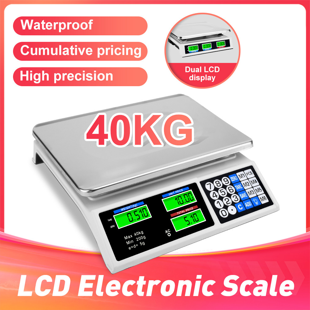 MOKETA 50kg Rechargeable Commercial Scale Electronic Digital Price Calculation Weighted Supermarket Penimbang Harga Pas