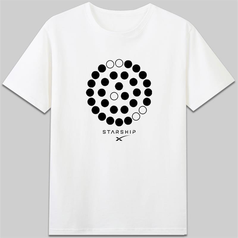 Raptor Engine Pattern SpaceX Starship t-Shirt Pure Cotton Short-Sleeved Men Women Mosk Merchandise Same Style Clothes diy