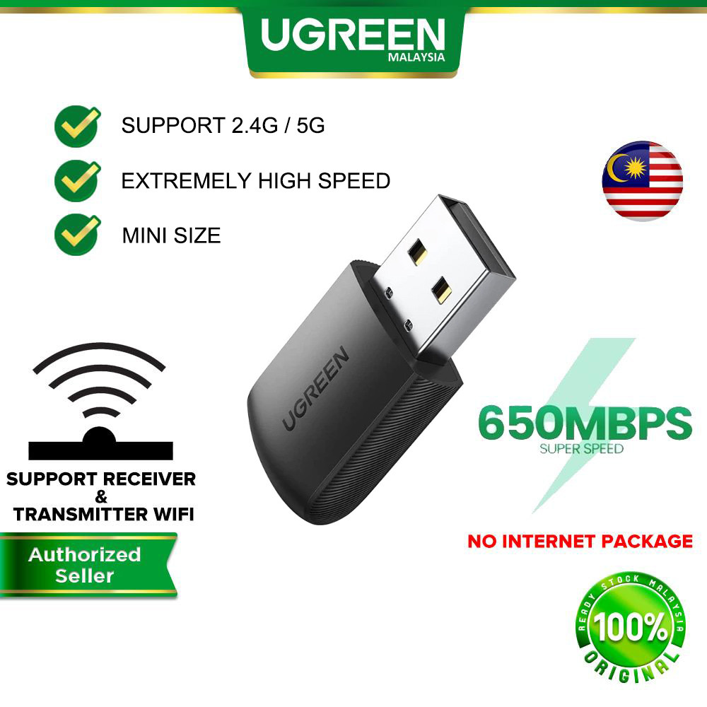 UGREEN USB WiFi Adapter AC650 5G 2.4G WiFi Receiver Dongle Mini Wireless USB Computer Network Adapter for Windows 11 10