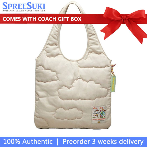 Coach Handbag In Box Coachtopia Loop Flat Tote With Cloud Quilting Cloud CO668