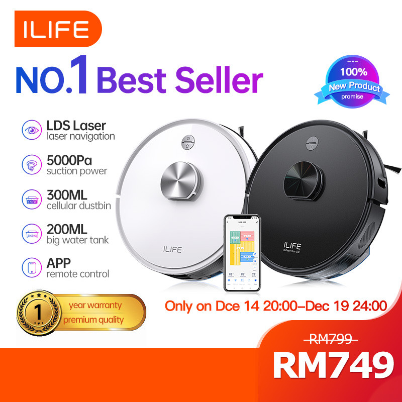 ILIFE L100 Upgraded Version A20 LDS Laser Navigation Robot Vacuum Mop Cleaner 5000Pa 3200mah APP