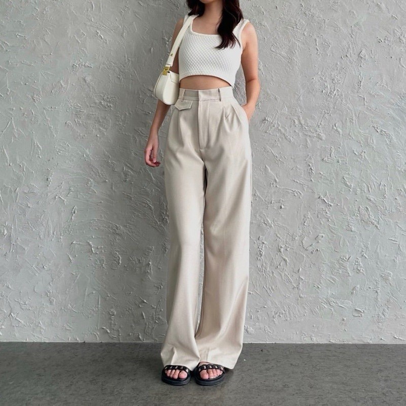 Reliable Multi ORO PANTS Celana Wanita Highwaist Panjang Kulot Bahan Anti Kusut Loose Trouser Basic Kerja Korean Styl... - Image 2