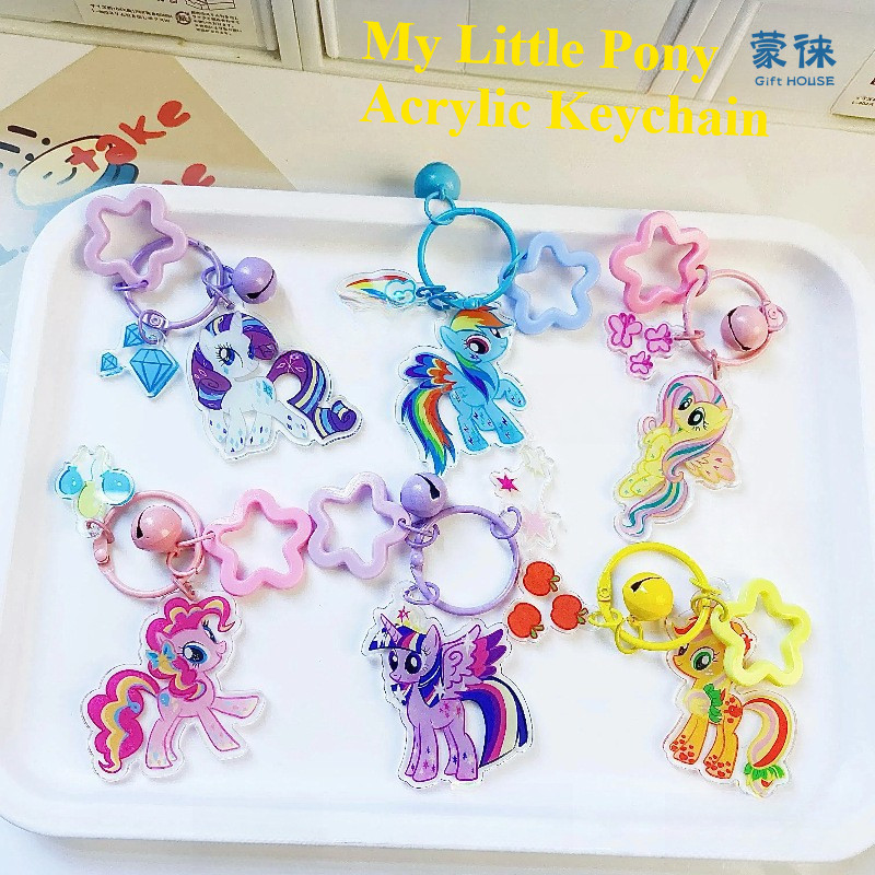 My Little Pony Periphery Acrylic Keychain Twilight Sparkle Cute Cartoon Pendant Rainbow Dash Keychain Bell Jewelry Pinkamena Diane Pie Anime Backpack Pendant