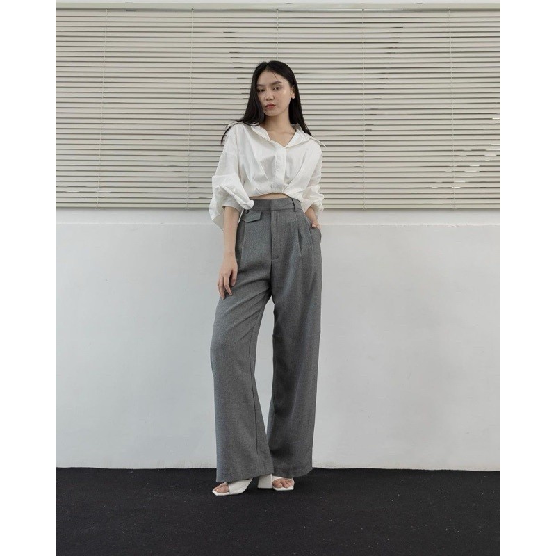 ORO PANTS Celana Wanita Highwaist Panjang Kulot Bahan Anti Kusut Loose Pants Trouser Basic Kerja Korean Style