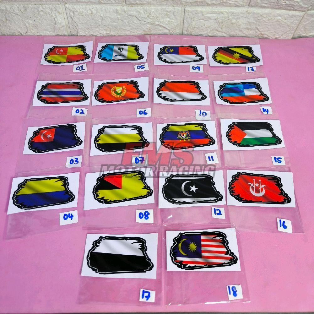 Sticker Bendera Flag Malaysia State Sticker Car Sticker Flag Sabah Kelantan Kedah Pahang Penang Selangor Logo Sticker