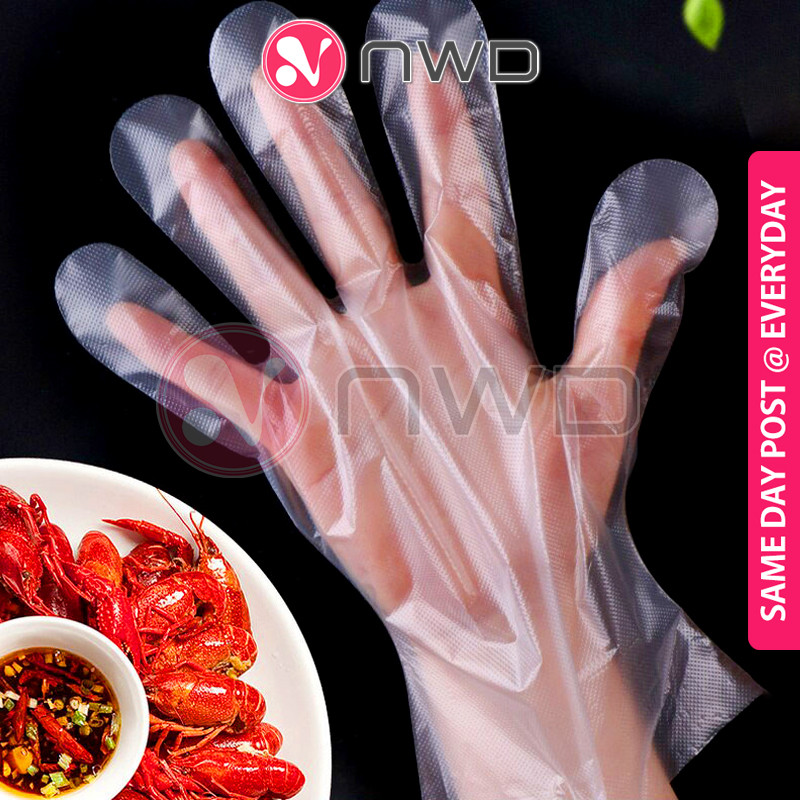 《 / 》Disposable PE Gloves Plastic Kitchen Hand Cleaning Sarung Tangan Plastik 一次性手套 NWD