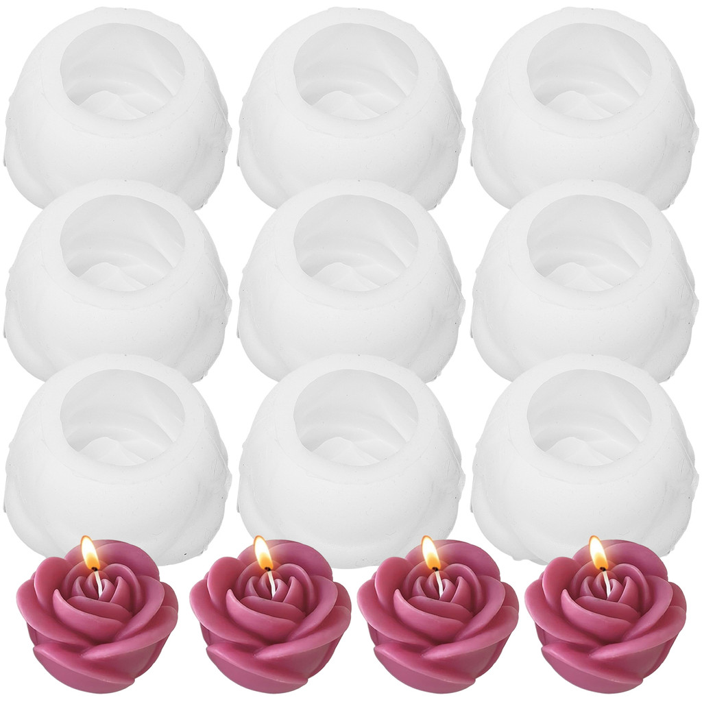 Multi-size Rose Flower Silicone Candle Mold 3D DIY Floral Soap Making Mould Home Valentine's Day Weddings Party Supplies