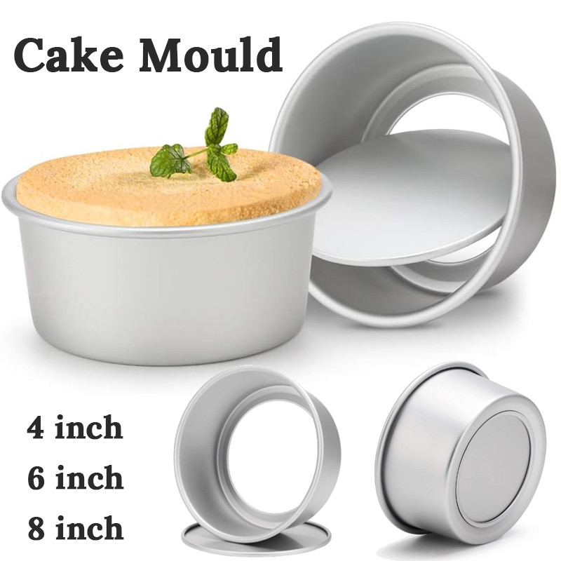 4/6/8 Inch Round Cake Mould with Removable Bottom Aluminum Alloy Loyang Kek Acuan Kek Baking Pan 蛋糕模