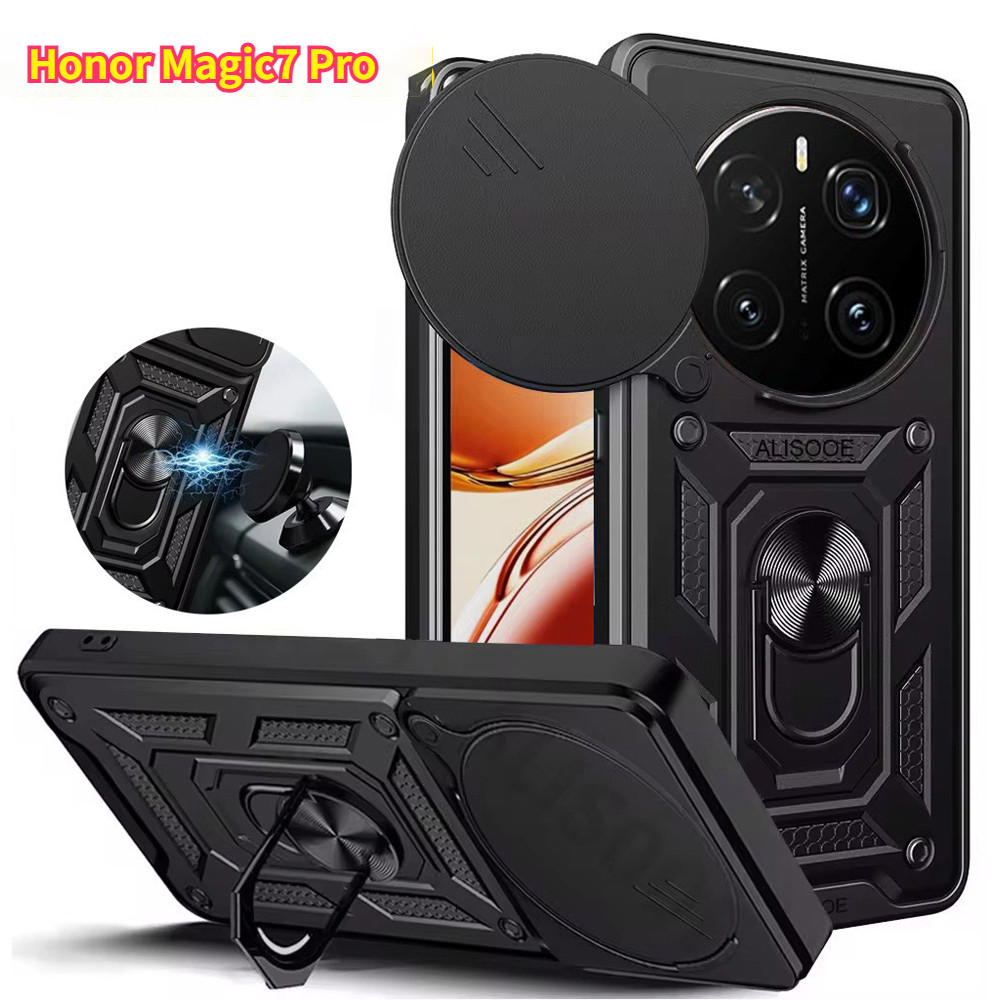 Casing For Honor Magic 7 6 5 Pro 4G 5G 2024 Slide Camera Lens Protection Case For Magic7 7Pro Magic7Pro Magic6Pro 6Pro Magic6Lite Shockproof Armor Phone Cover Magnetic Car Holder